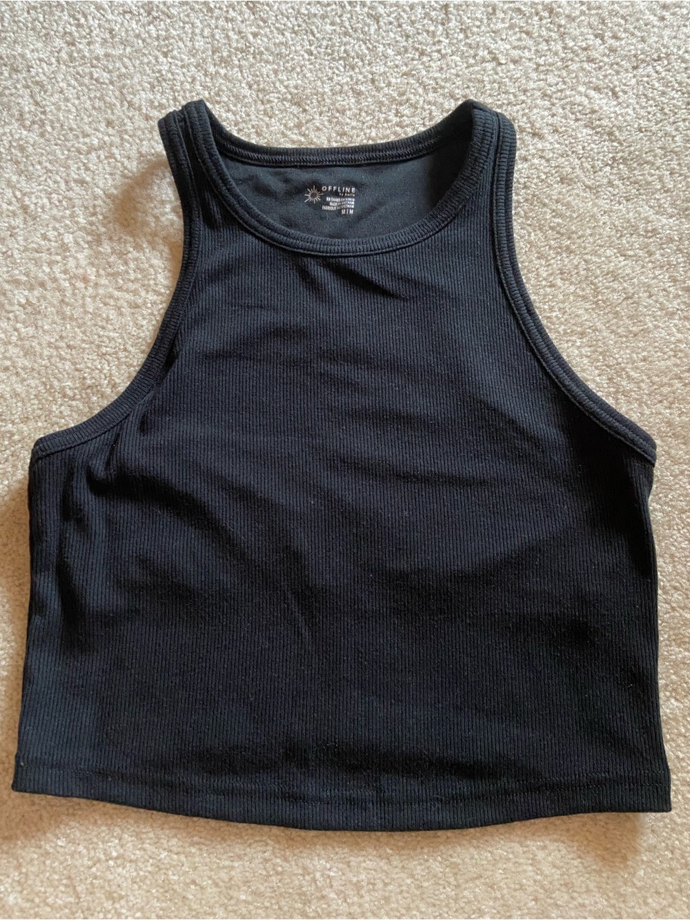 Offline by aerie Black Ribbed Tank Top